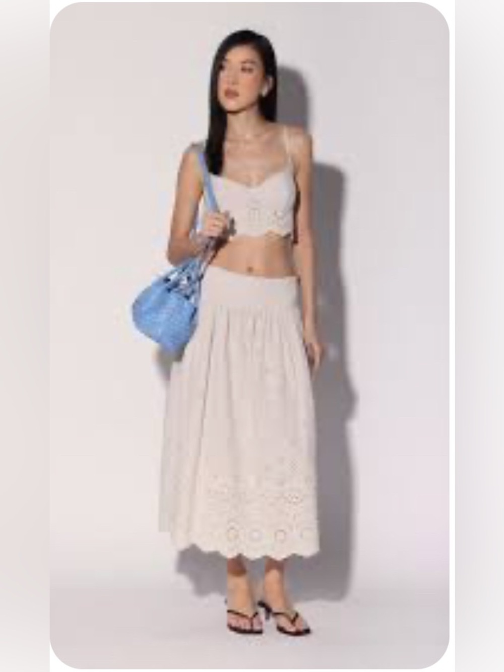 CLARISSE SKIRT
OATMEAL EYELET
Walter Baker  Midi Skirt
